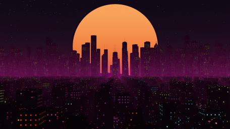 Retrowave City Sunset wallpaper