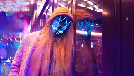 Neon masked chick wallpaper