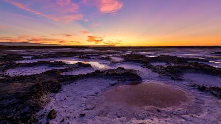 Alviso Marina County Park salt ponds at sunset wallpaper