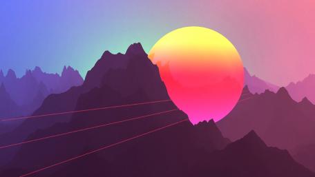 Retrowave 3-dimensional artwork wallpaper