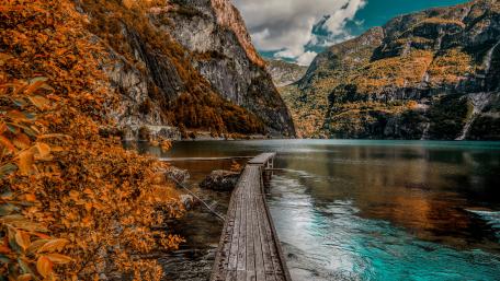 Scenic view of lake surrounded by trees wallpaper