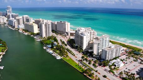 Stunning Aerial View of a Coastal Cityscape wallpaper