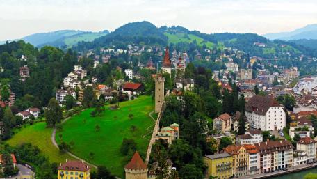 Scenic City Views in Switzerland's Picturesque Landscape wallpaper