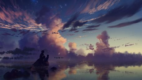 Mystic Rider Under the Starry Sky wallpaper