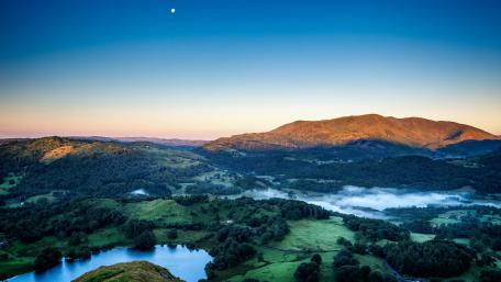 Serene Mountain Landscape at Dawn wallpaper