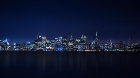 Stunning Night Cityscape with Skyscrapers and Lights wallpaper