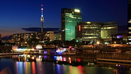 Vibrant Cityscape Illuminated at Night wallpaper