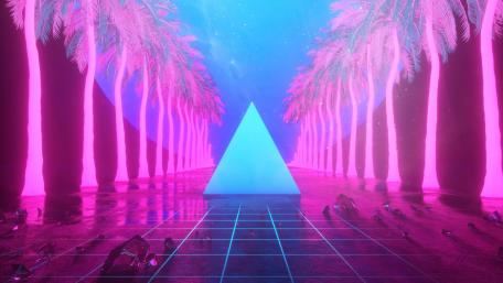 Neon Palms and Retro Triangle wallpaper