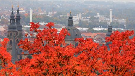 Autumn Skyline Over German Cathedral wallpaper