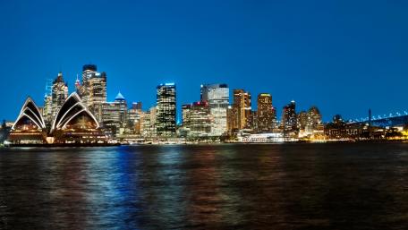 Beautiful Night View of Sydney Harbour Waterfront wallpaper