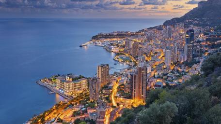 Stunning Twilight Cityscape Overlooking the Mediterranean Sea wallpaper