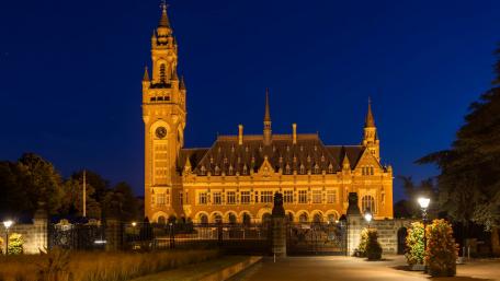 Majestic City Hall Illuminated at Night wallpaper