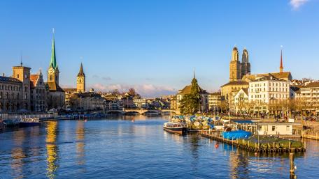 Serene Zurich Cityscape at Sunset wallpaper