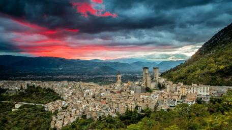 Stunning Sunset Over Ancient Cityscape wallpaper