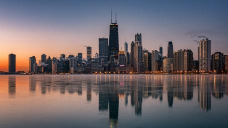 Stunning Chicago Skyline at Twilight wallpaper