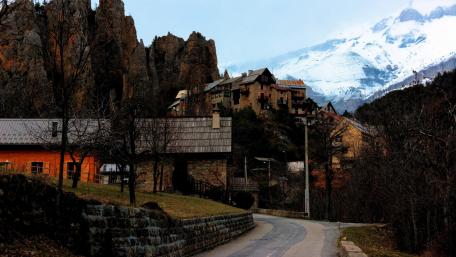 Serene Mountain Village in Autumn wallpaper