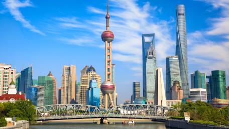 Waibaidu Bridge and Pudong skyline wallpaper