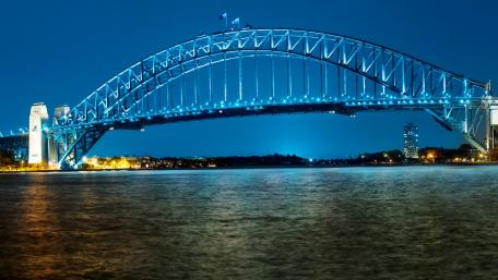 Sydney Harbour Bridge Illuminated at Night wallpaper
