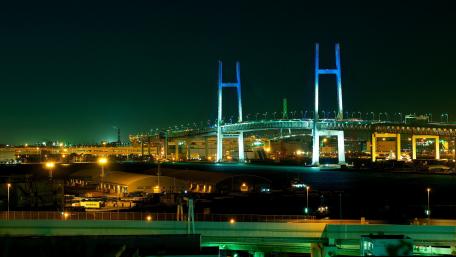 Yokohama Bay Bridge by night wallpaper