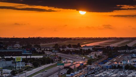 Sunset over St. Louis Lambert International Airport wallpaper