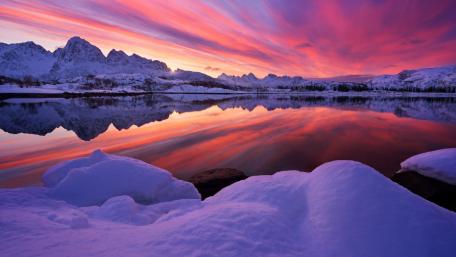 Artic sunset reflection wallpaper