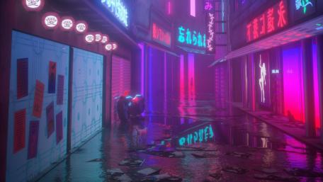 Cyberpunk game city wallpaper