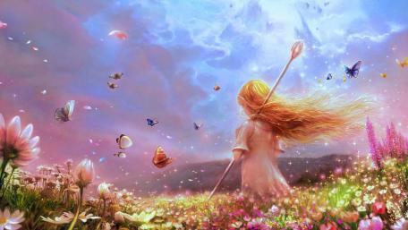 Enchanted Butterfly Meadow Dreamland wallpaper