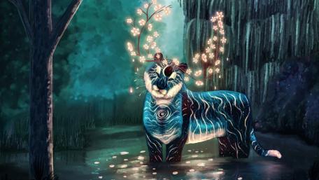 Mystic Bengal Tiger in Enchanted Forest wallpaper
