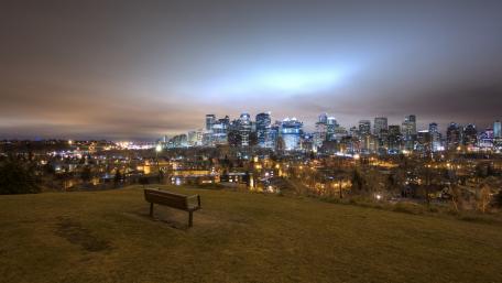 Calgary Evening Serenity by the Bench wallpaper