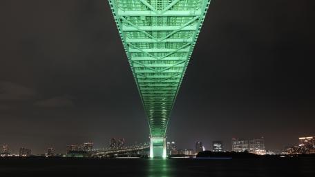 Illuminated Urban Bridge at Night wallpaper