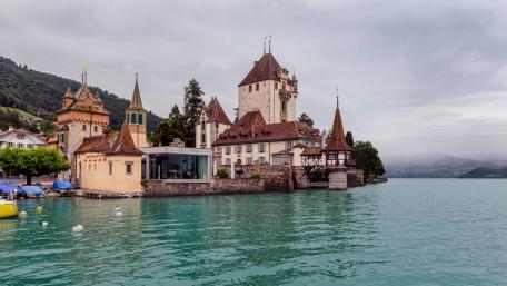 Charming Lakeside Castle View in the City wallpaper