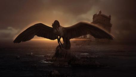 Majestic Pegasus in a Dreamland Landscape wallpaper