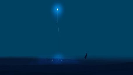 Enchanted Night's Solitude in Blue wallpaper