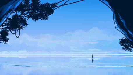 Ethereal Reflections in a Tranquil Fantasy Landscape wallpaper