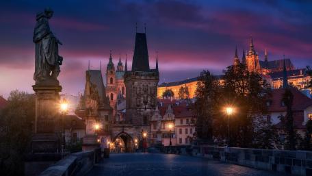 Charles Bridge by night wallpaper