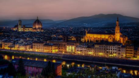 Florence at Dusk in Vibrant Colors wallpaper