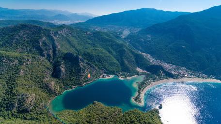 Stunning Aerial View of Fethiye Coastline wallpaper