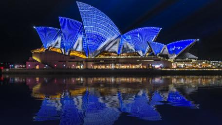 Stunning Night Reflections of Sydney Opera House wallpaper