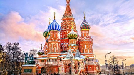 Vibrant Majesty of St. Basil's Cathedral in Moscow wallpaper