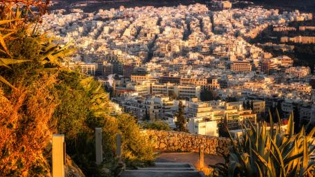 Golden Hour in the Urban Landscape of Athens wallpaper