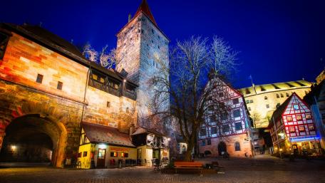 Enchanted Night in a Historic City Square wallpaper