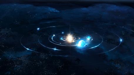 Galactic Harmony: Celestial Orb Dance wallpaper