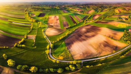 Vibrant Countryside Landscape Aerial View wallpaper