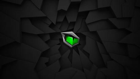 Green monster eye minimal fantasy art wallpaper