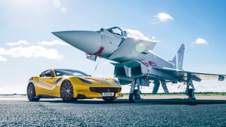 Ferrari F12 and Fighter Jet Fantasy wallpaper
