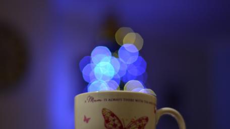 Warm Coffee Dreams in Blue Light wallpaper
