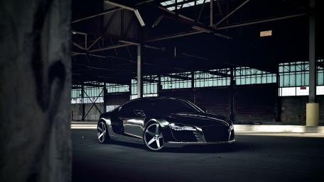 Sleek Audi R8 in an Industrial Setting wallpaper