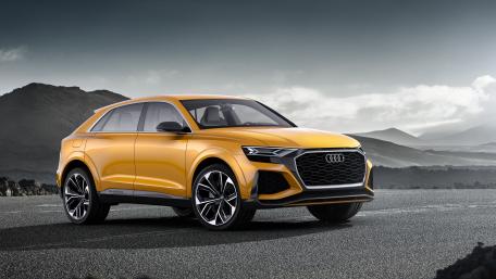 Dynamic Audi Q8 in Stunning Landscape View wallpaper