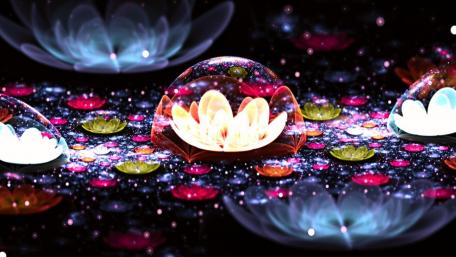 Glowing Floral Dreams in Abstract Space wallpaper