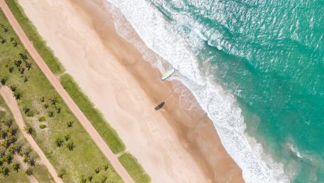 Aerial Serenity of Shoreline Embrace wallpaper